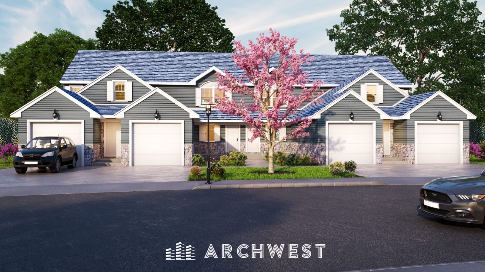 63. 3D Render of a Townhouse, Pennsylvania, USA